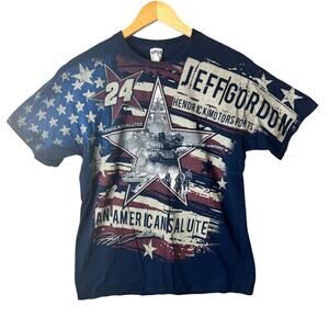 Jeff Gordon Graphic T-Shirt #24 Nascar AOP Patriotic Distressed Medium Racing